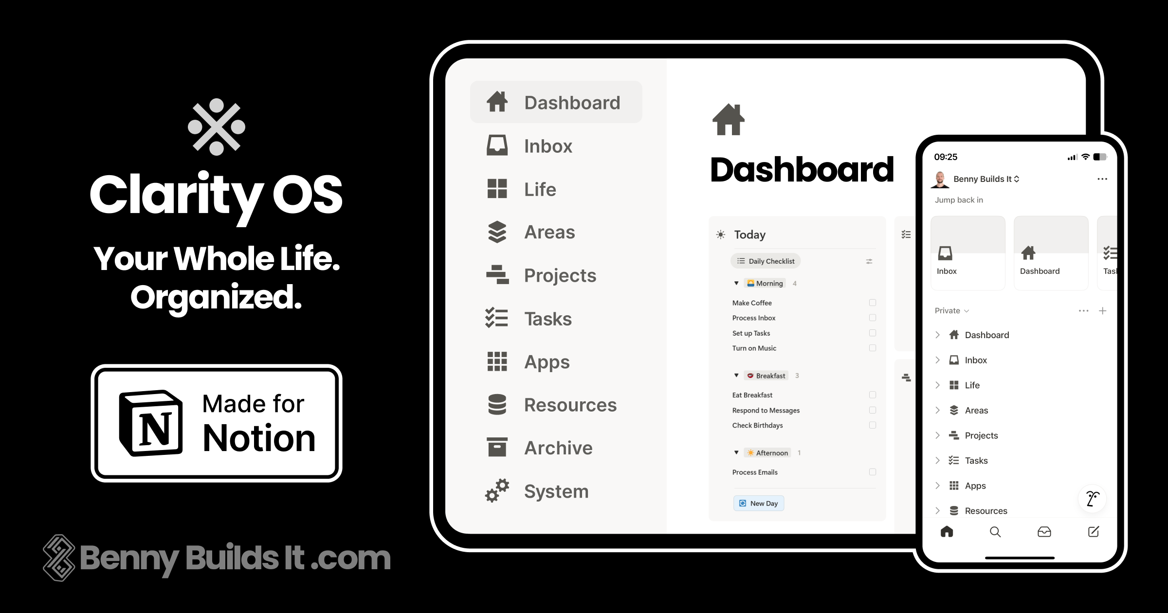 Clarity OS | Second Brain for Notion - Main product screenshot demonstrating key features and user interface