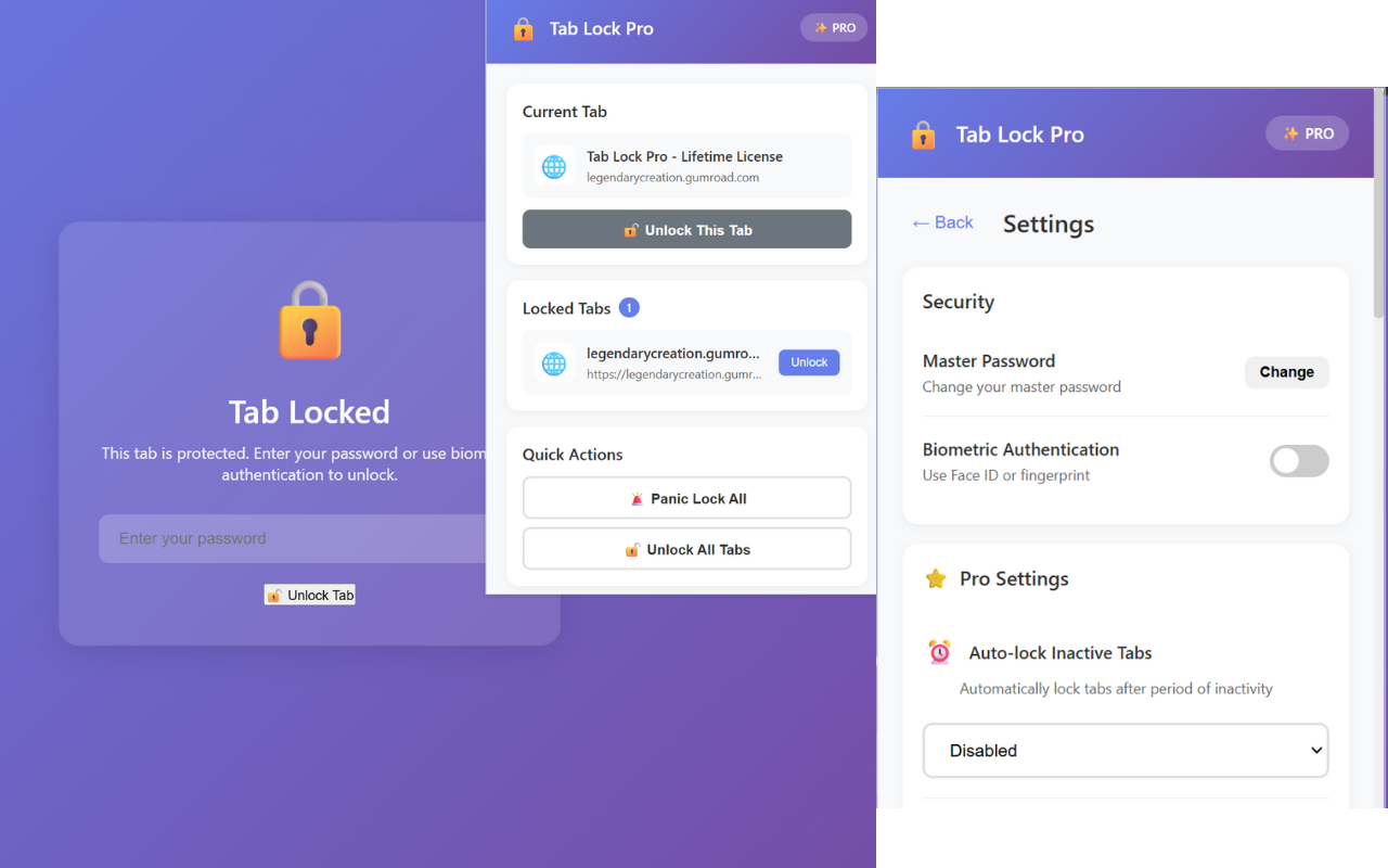 Tab Lock Pro - Secure Your Tabs - Screenshot 4 showing product features and functionality