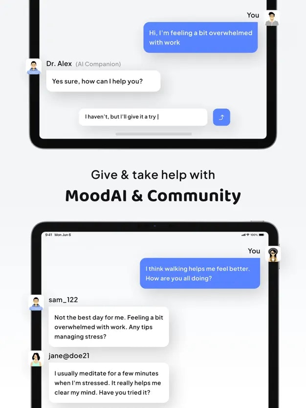 Mídia 5 de Moodllama - Rastreador de humor e comunidade