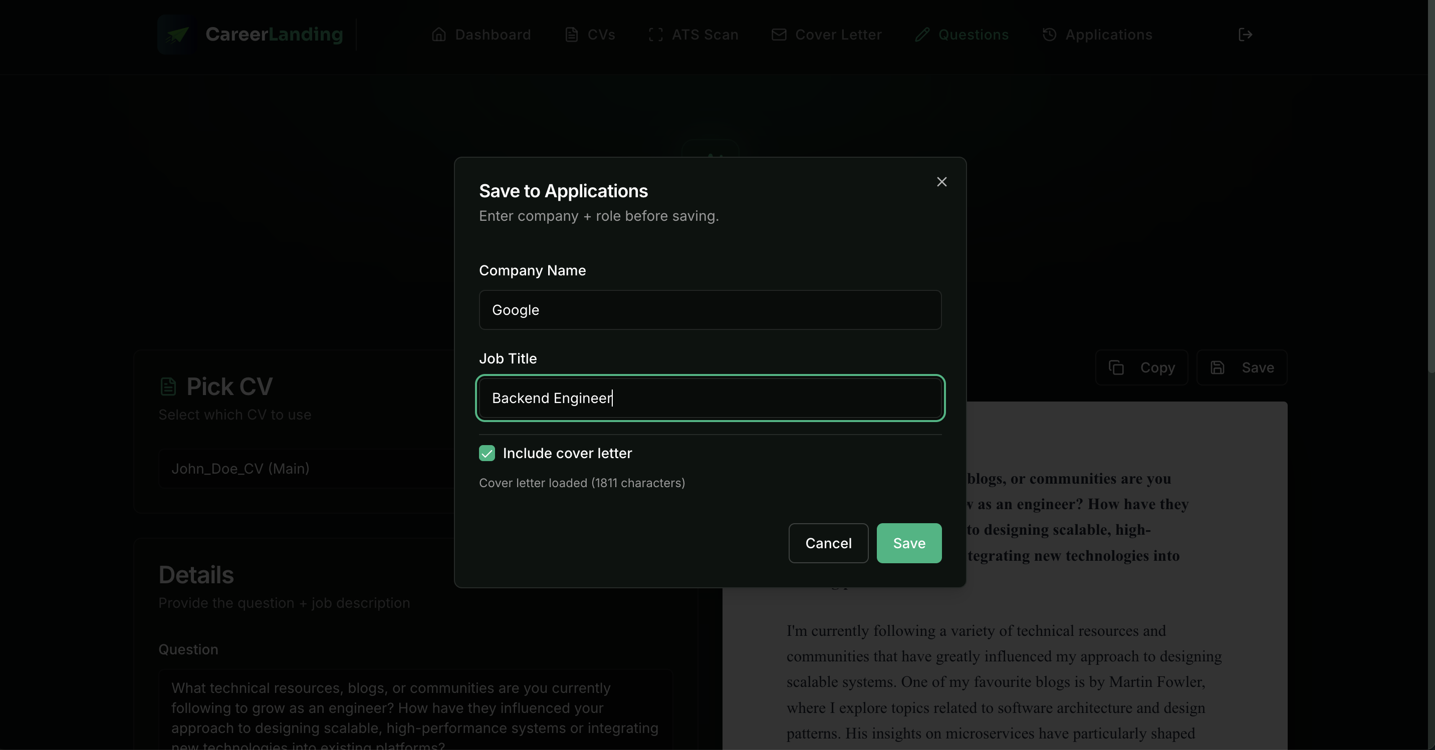 CareerLanding - Screenshot 5 showing product features and functionality