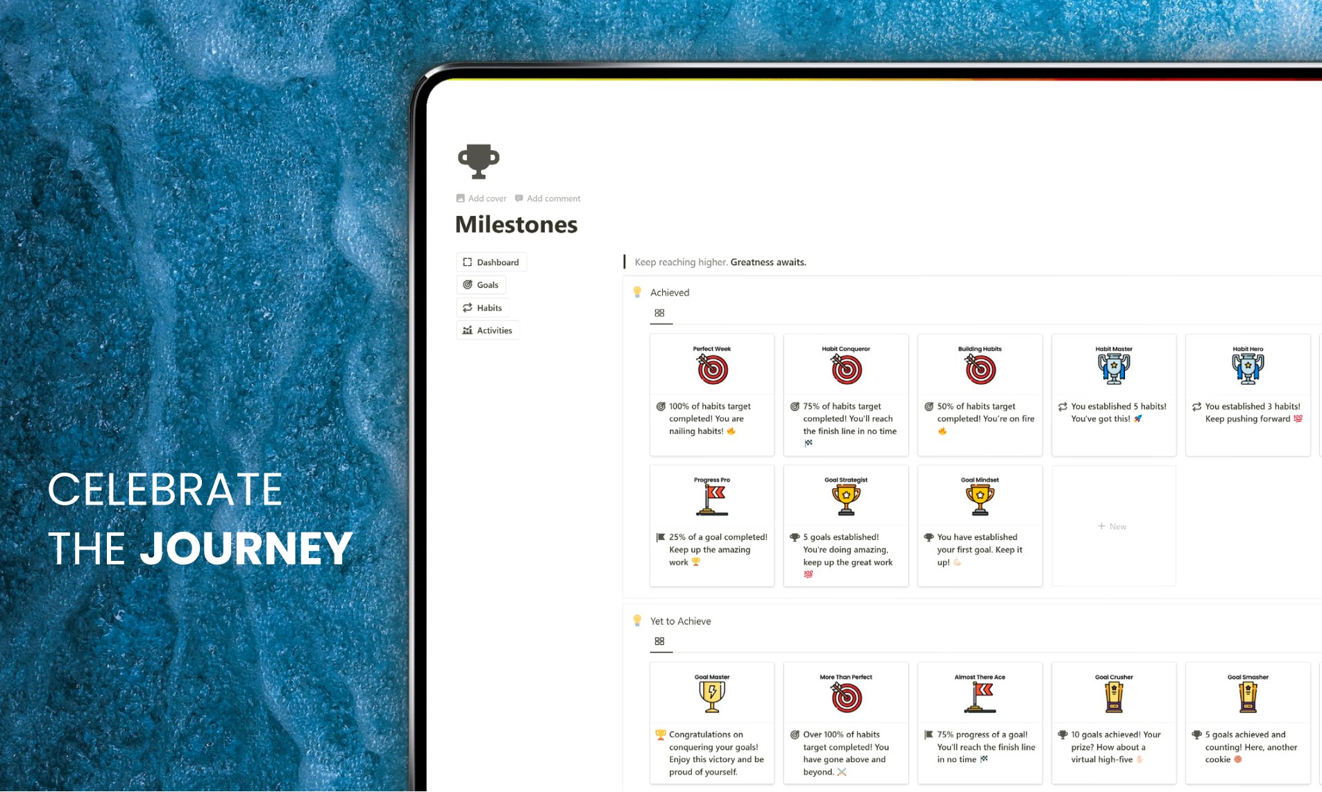 Invictus - Notion Doal Habit Tracker - Uw routekaart voor succes begint hier. media 5