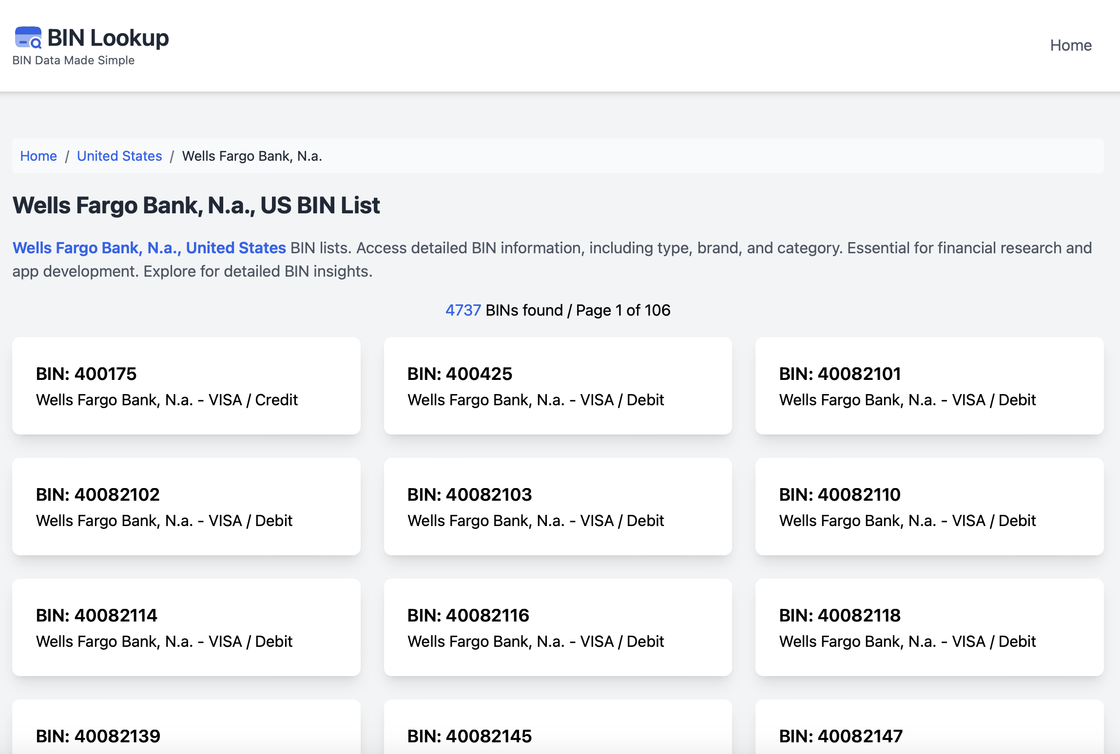 BinLookup.io - बिन डेटा सरल बनाया गया मीडिया 4