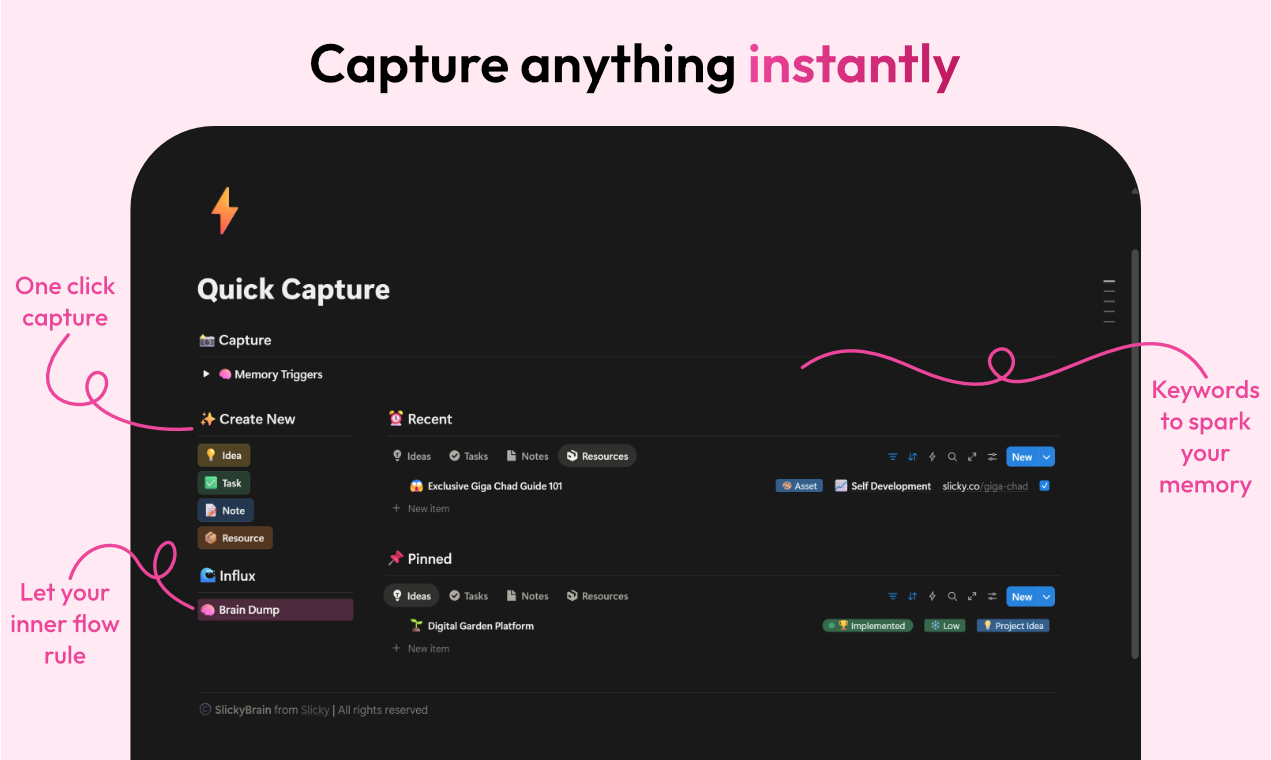 SlickyBrain - Screenshot 5 showing product features and functionality