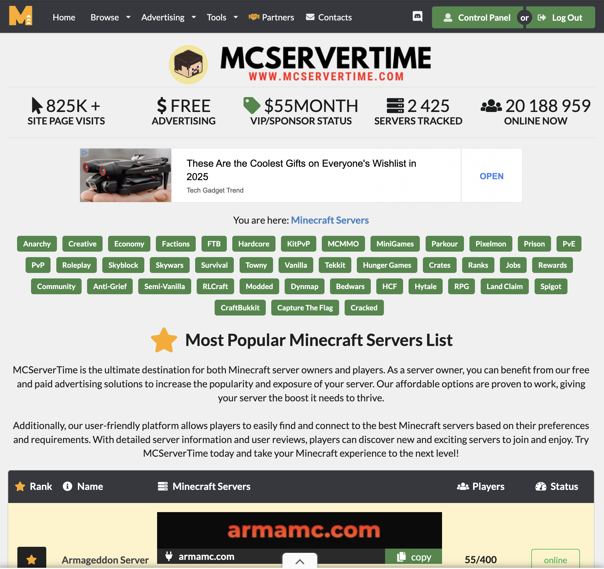 MCServerTime - Main product screenshot demonstrating key features and user interface