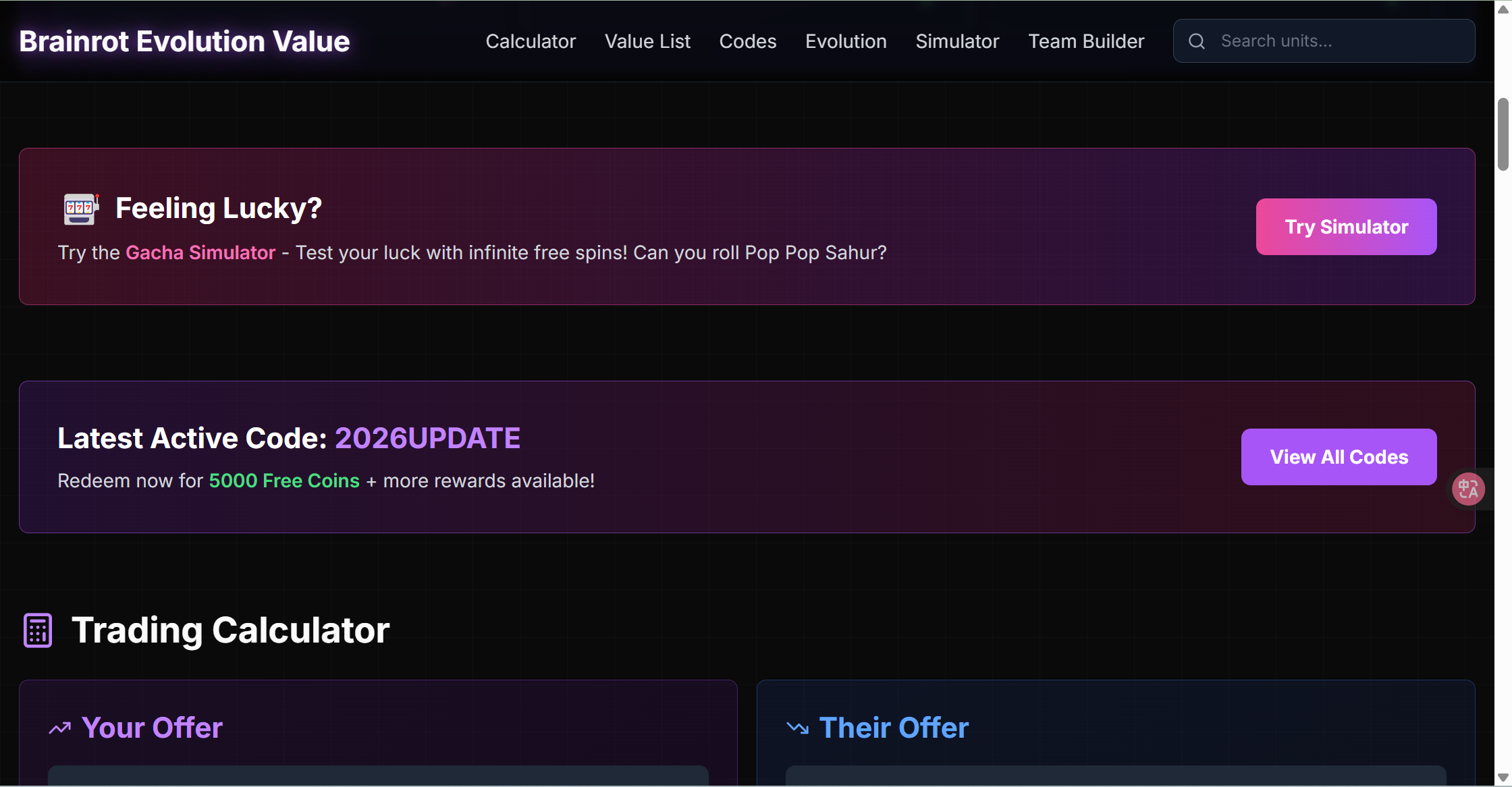 Brainrot Evolution Value - Screenshot 3 showing product features and functionality