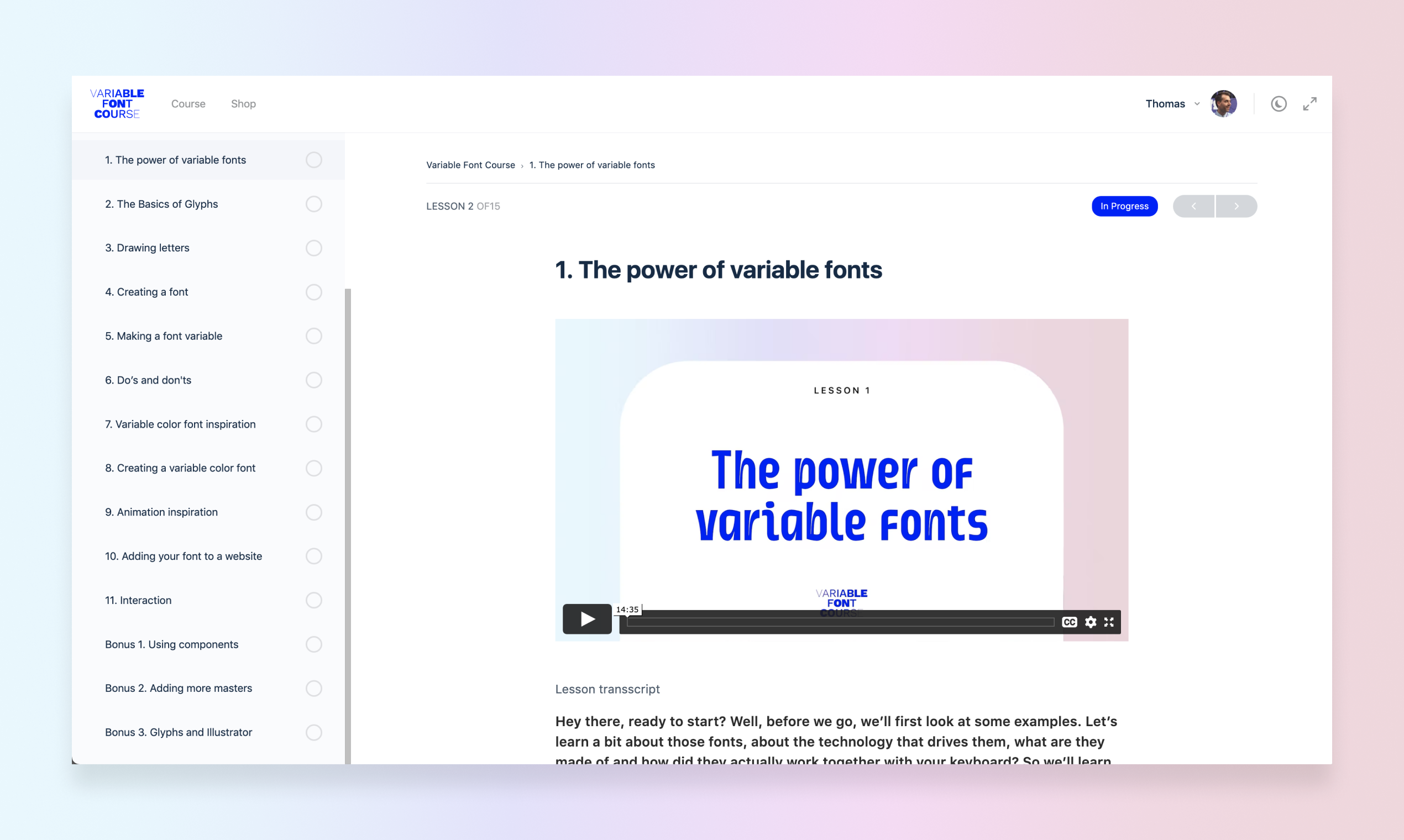 Variable Font Course gallery image