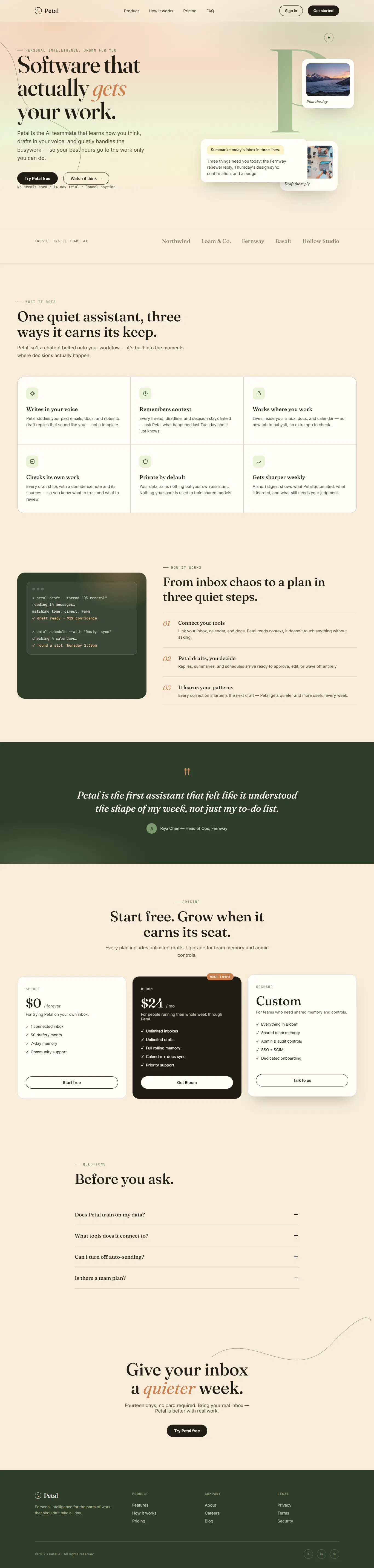 PETAL - AI saas landing page gallery image