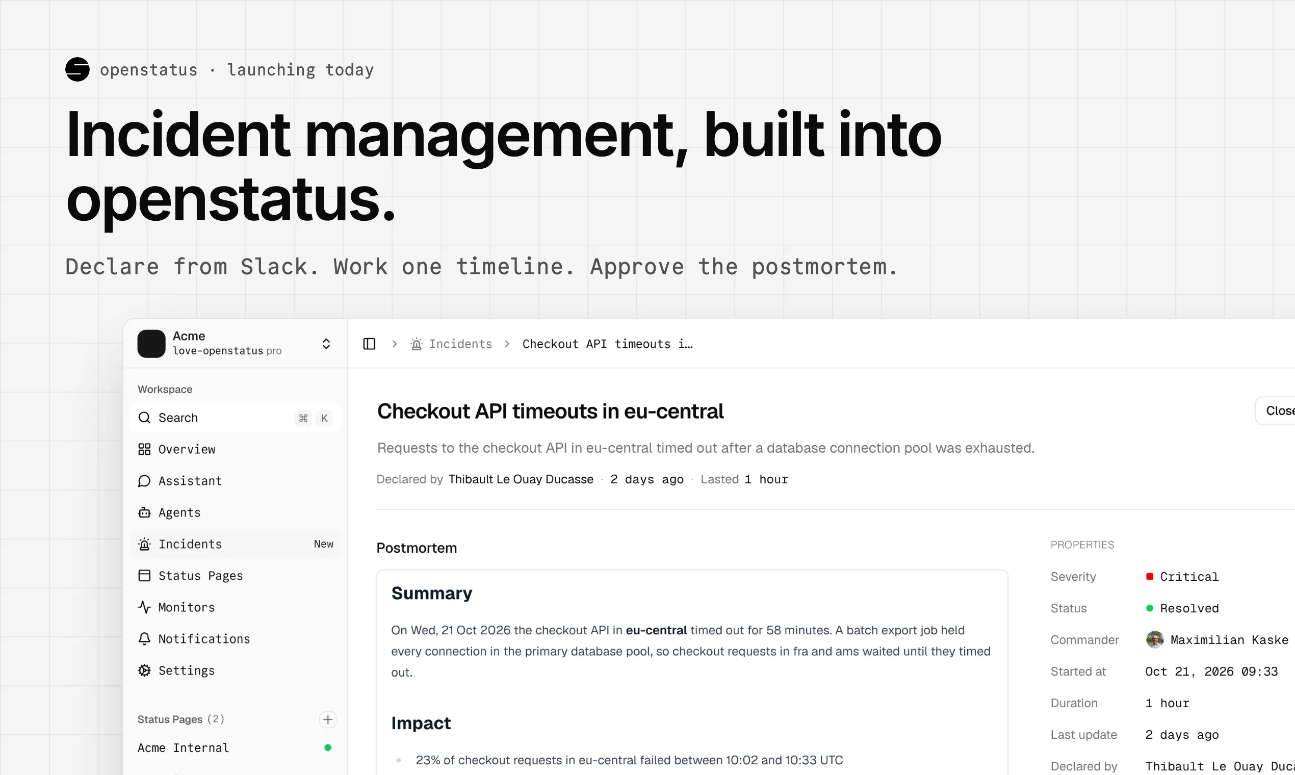 Openstatus Incident Management gallery image