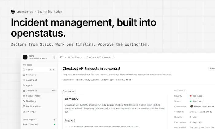 Openstatus Incident Management产品图