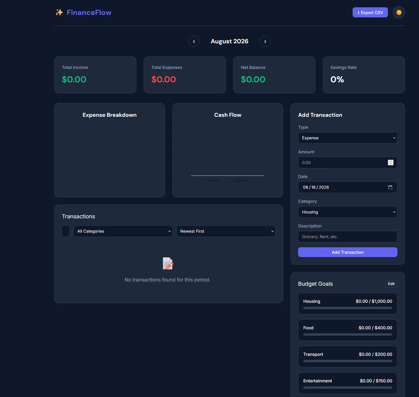 FinanceFlow screenshot