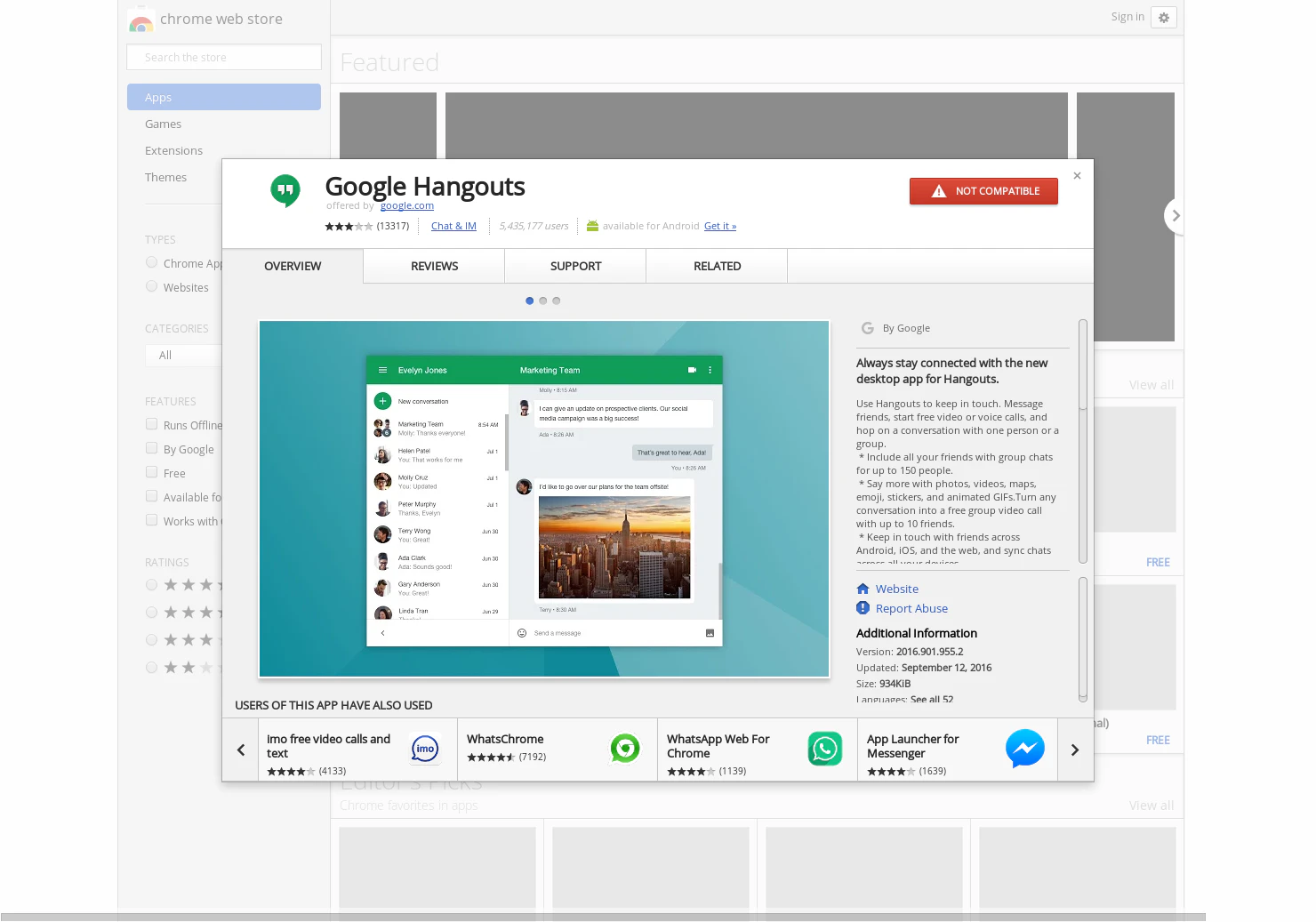 Hangouts Chrome Extension