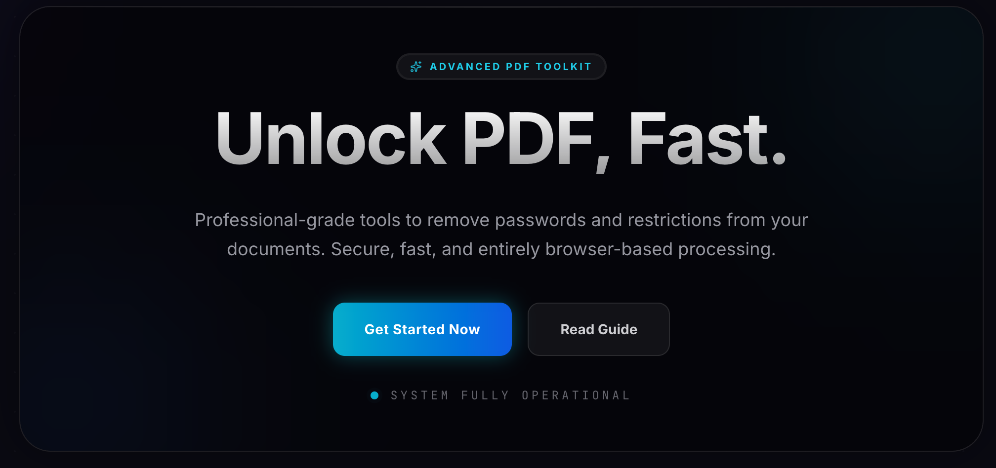 UnlockPDFNow - Main product screenshot demonstrating key features and user interface