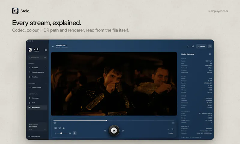 Stoic — HDR video player for Mac screenshot 3