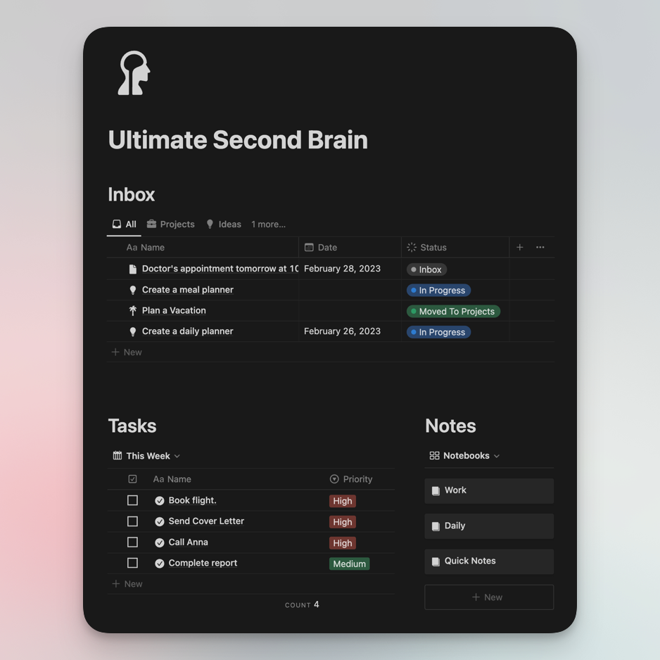 Notion Ultimate Second Brain