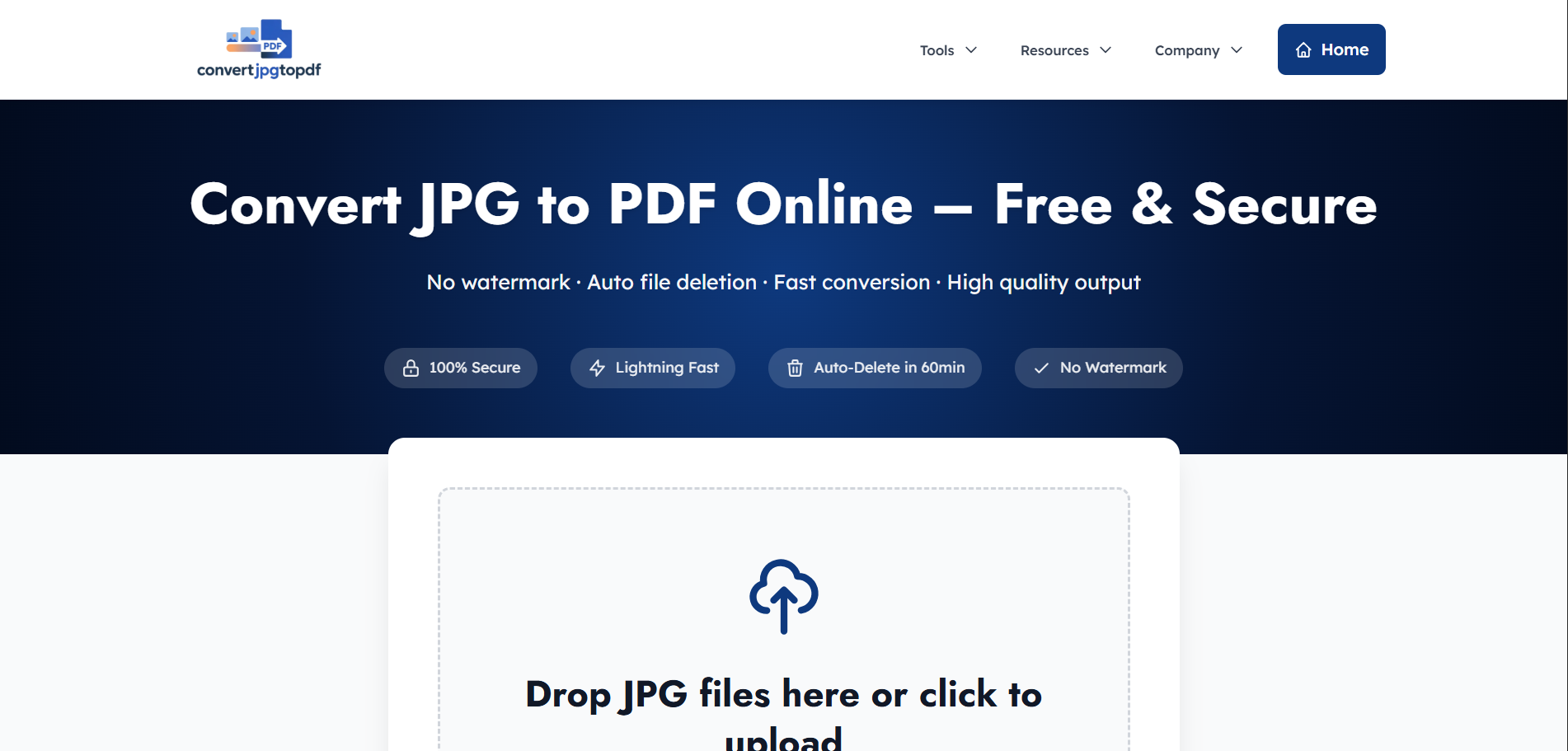 Convert JPG to PDF Online Free - Screenshot 2 showing product features and functionality