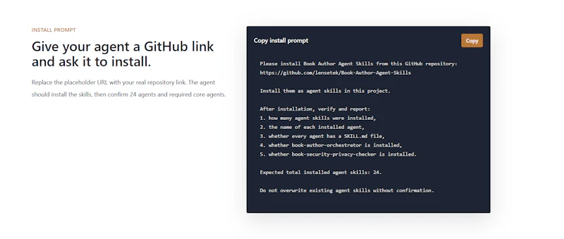 Book Author Agent Skills screenshot 4