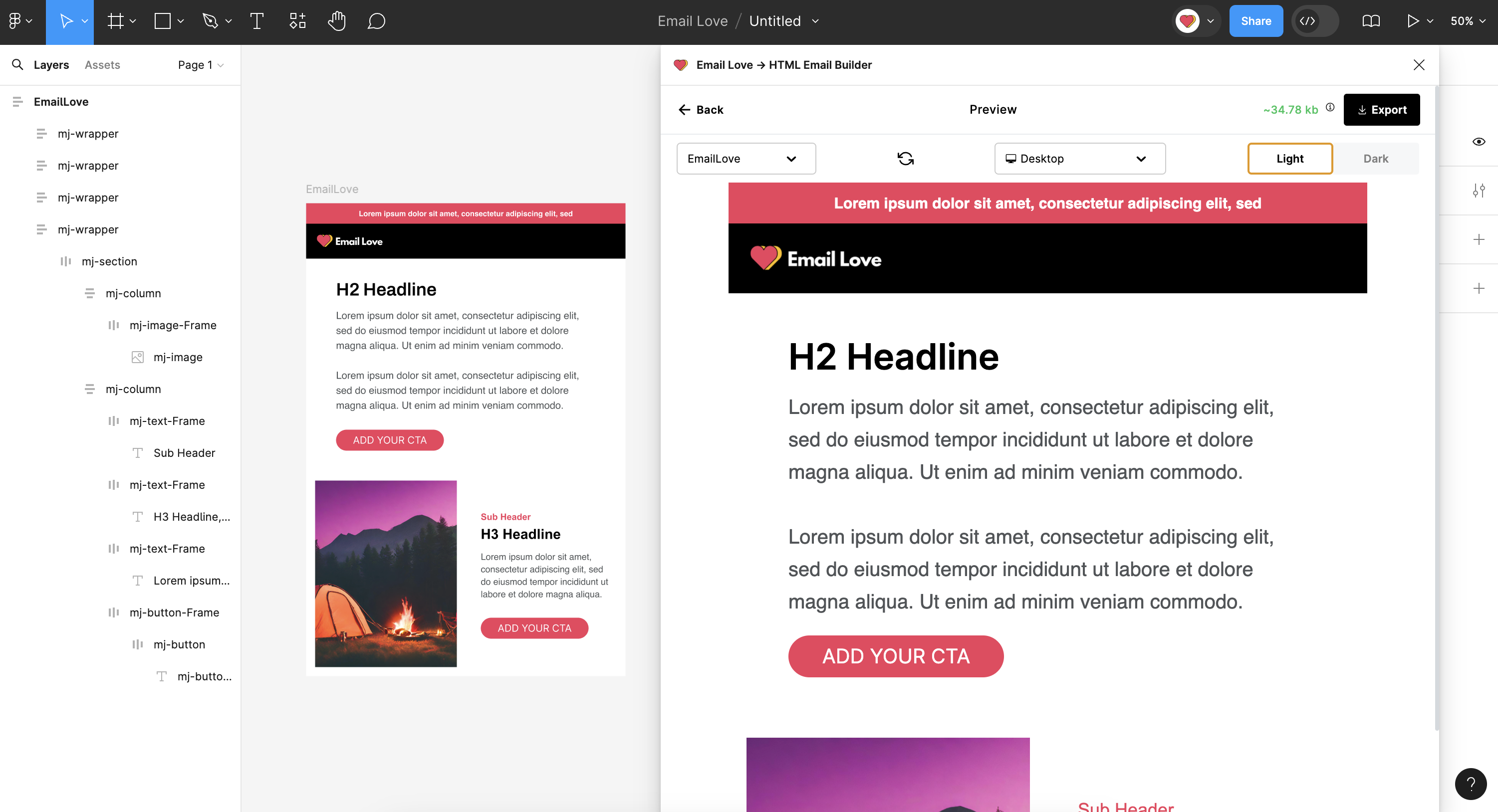 Email Love → HTML Builder para figma media 4