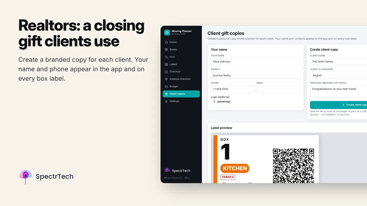 Moving Planner with QR Box Labels gallery image