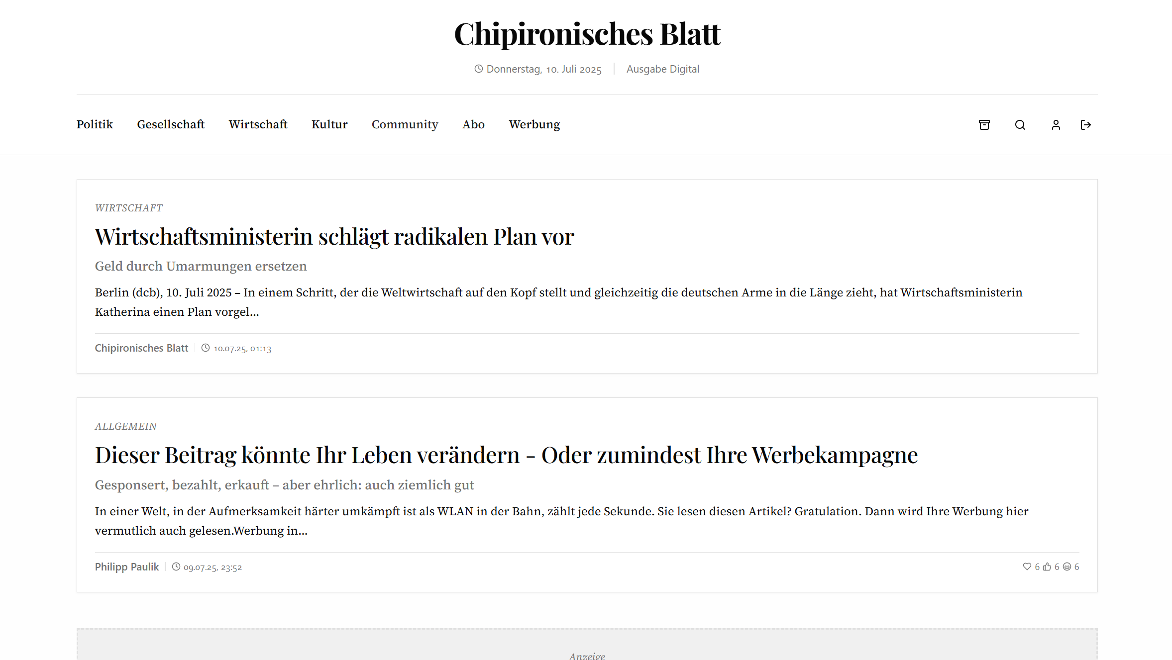 Chipironisches Blatt - Satirische Nachrichten aus Deutschland und der Welt Medien 2