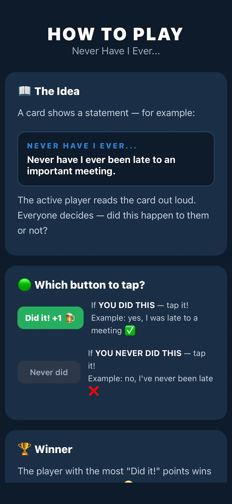 Never Have I Ever: Card Night screenshot 1