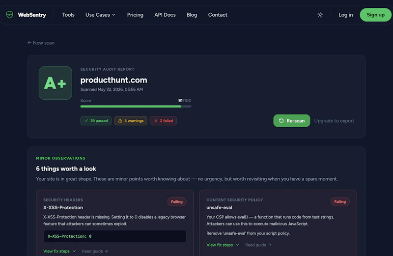 WebSentry screenshot 2