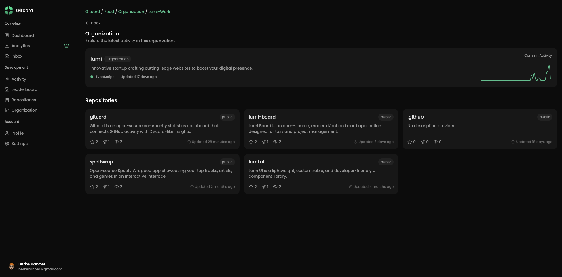 Gitcord - Sadece işe yarayan temiz, basit github analitiği medya 2