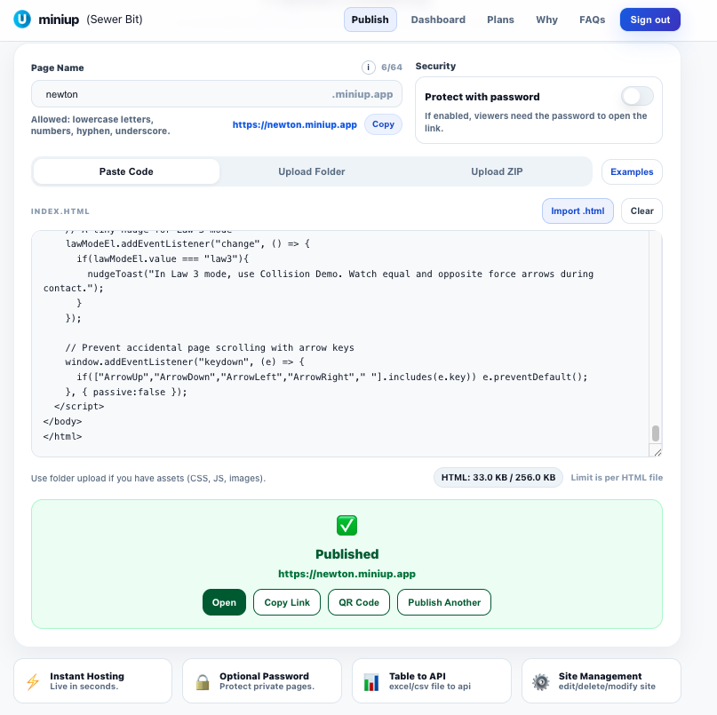 miniup.io - Screenshot 2 showing product features and functionality