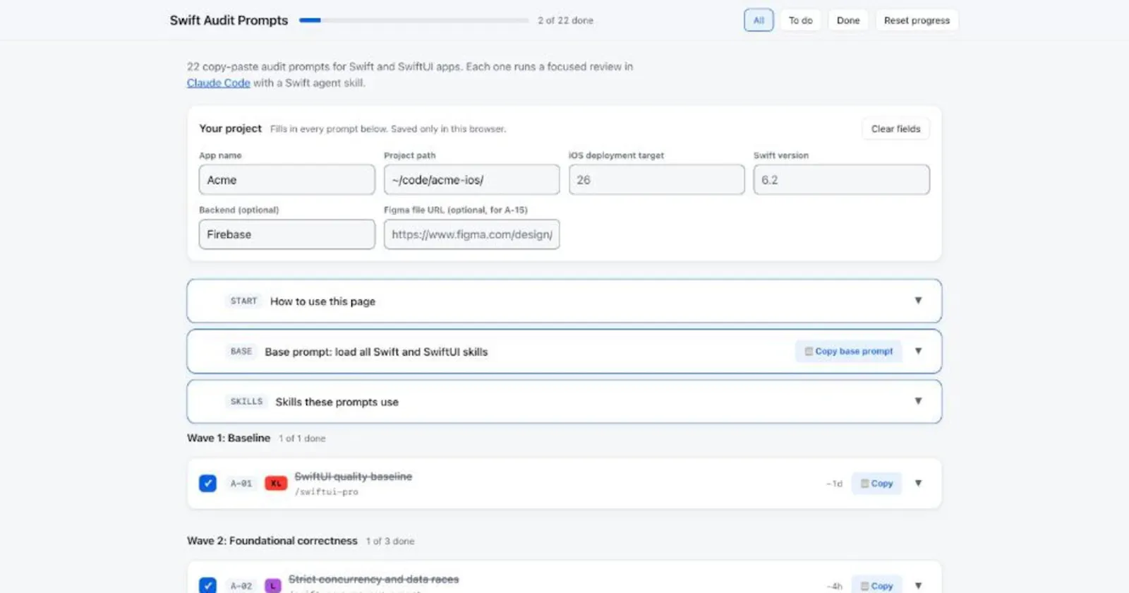 Swift Audit Prompts screenshot 2