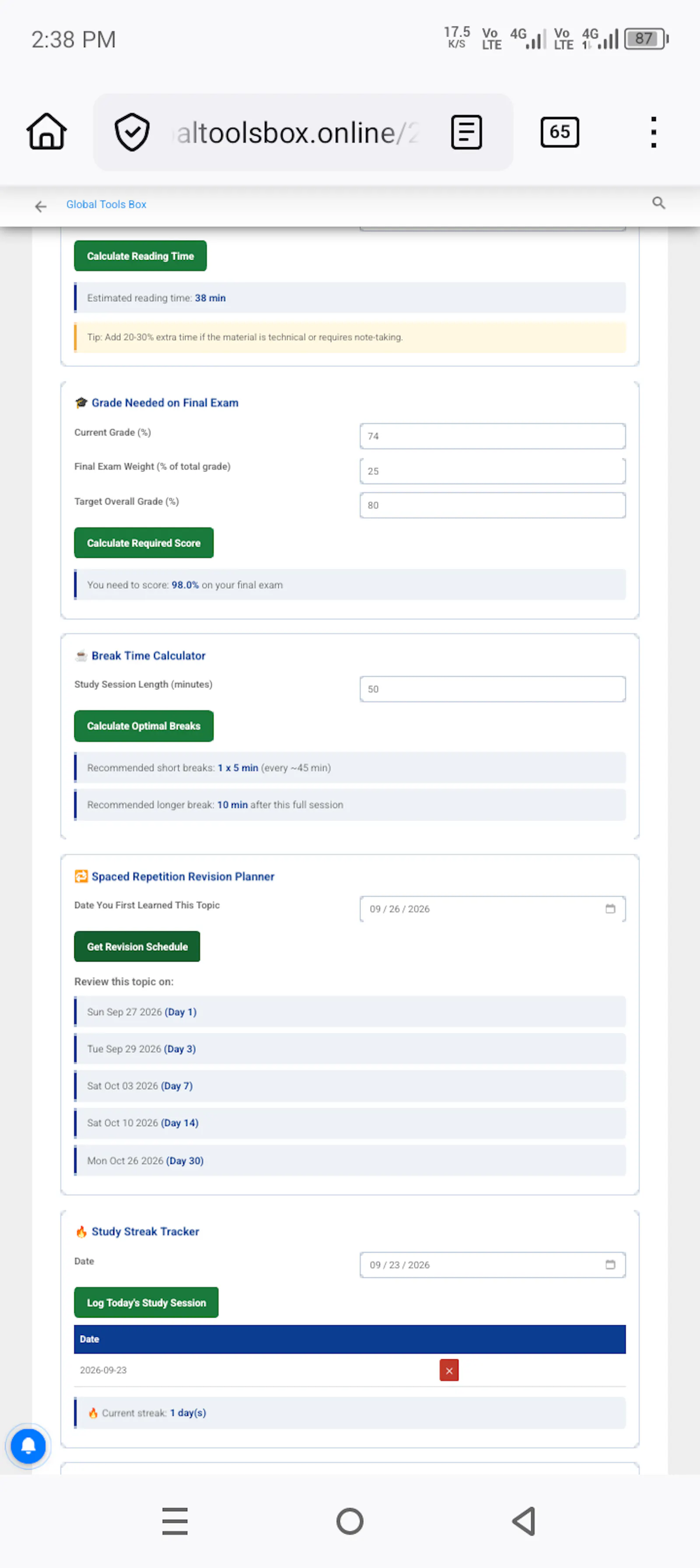 Study Time Calculator screenshot 3