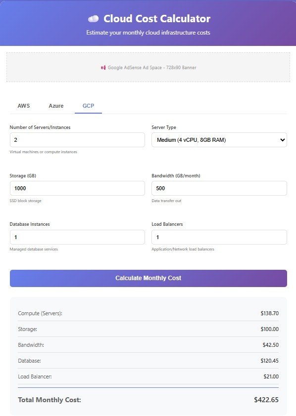 Cloud Cost Calculator gallery image