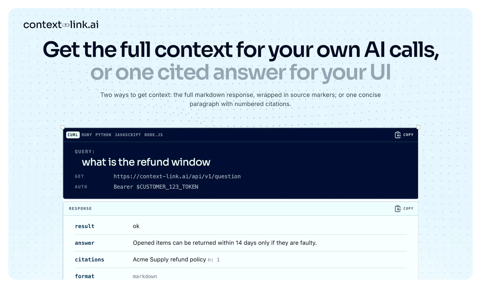 Context Link RAG API screenshot 3