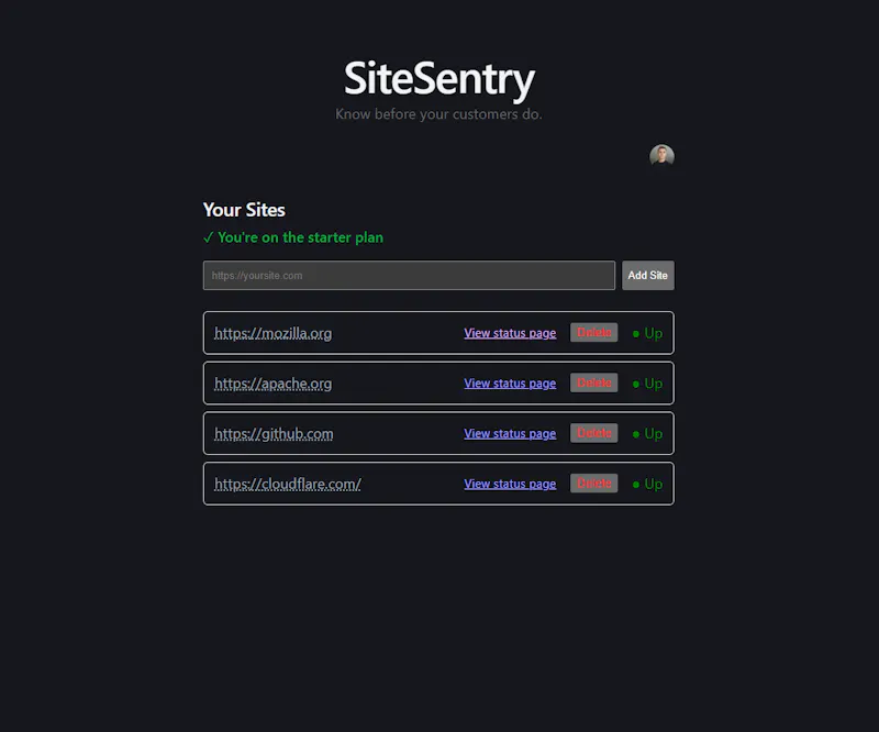 SiteSentry screenshot 2