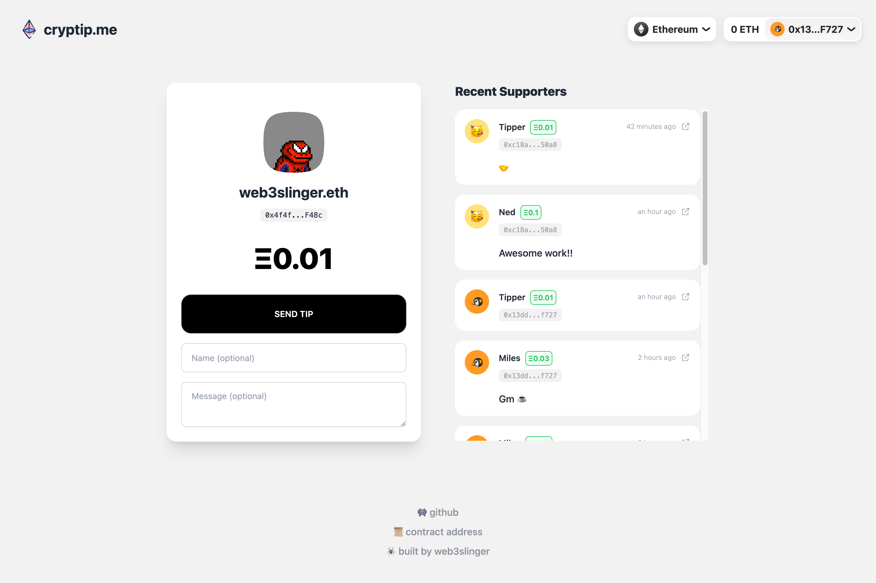 Media cryptip.me - Cara yang mesra untuk menerima petua di ETH. 2