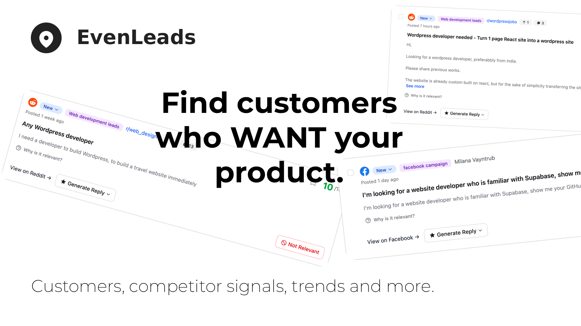 EvenLeads - Screenshot 2 showing product features and functionality