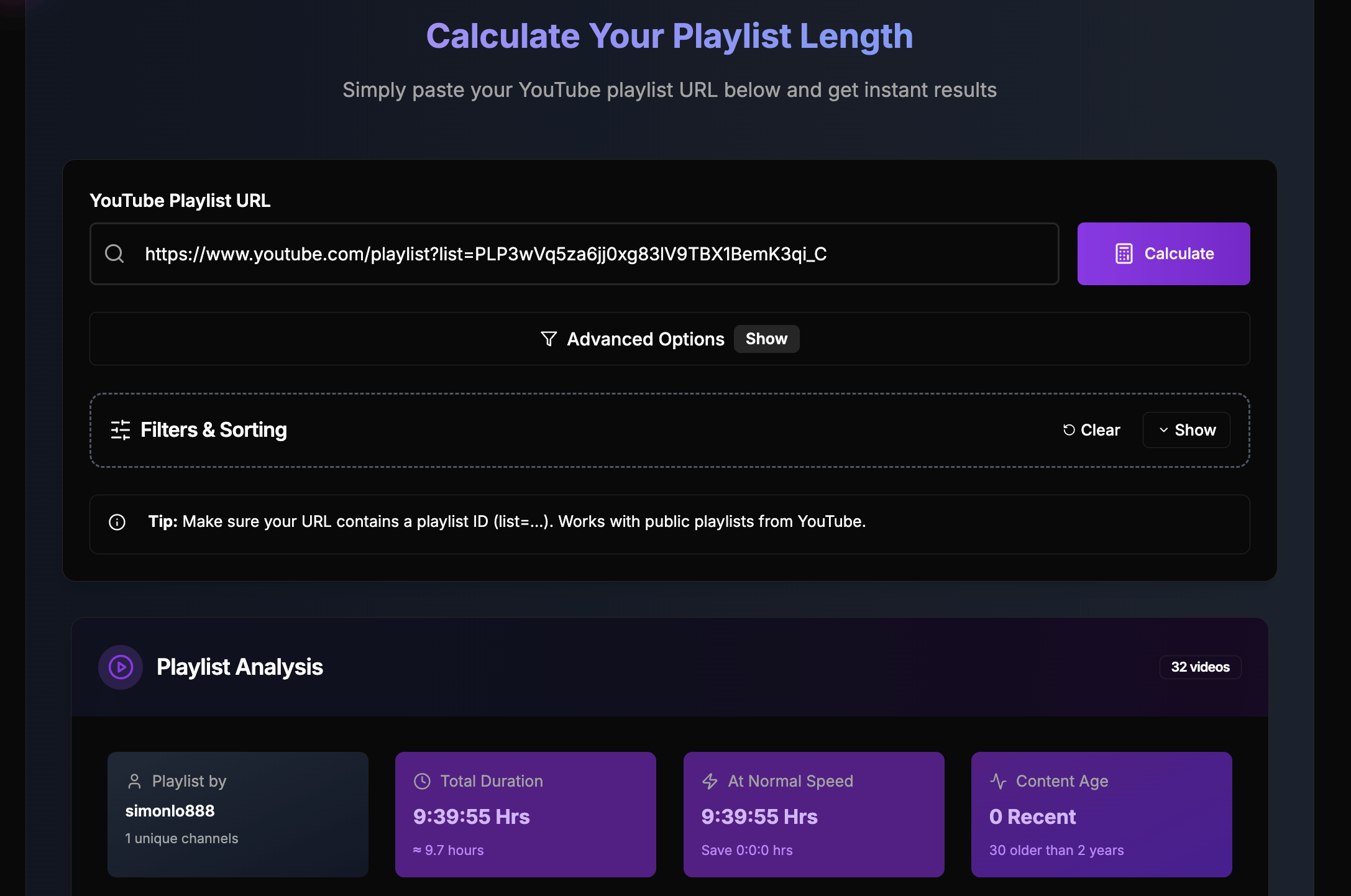 Youtube Playlist Length Calculator gallery image