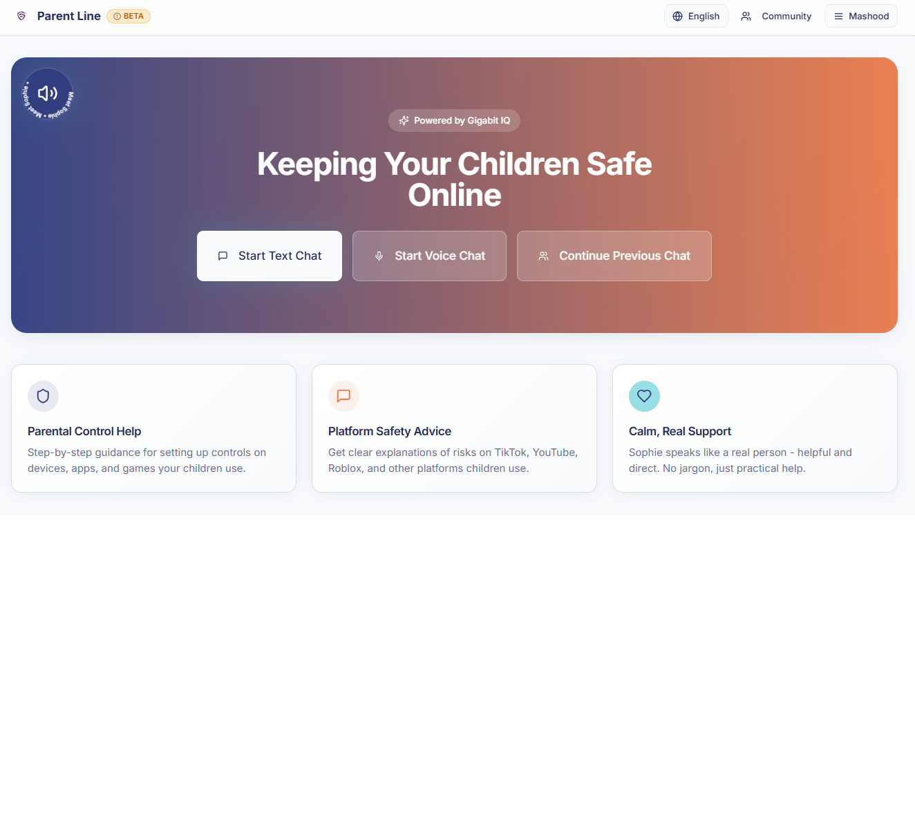 ParentLine.ai - Online Safety Helpline - Screenshot 3 showing product features and functionality