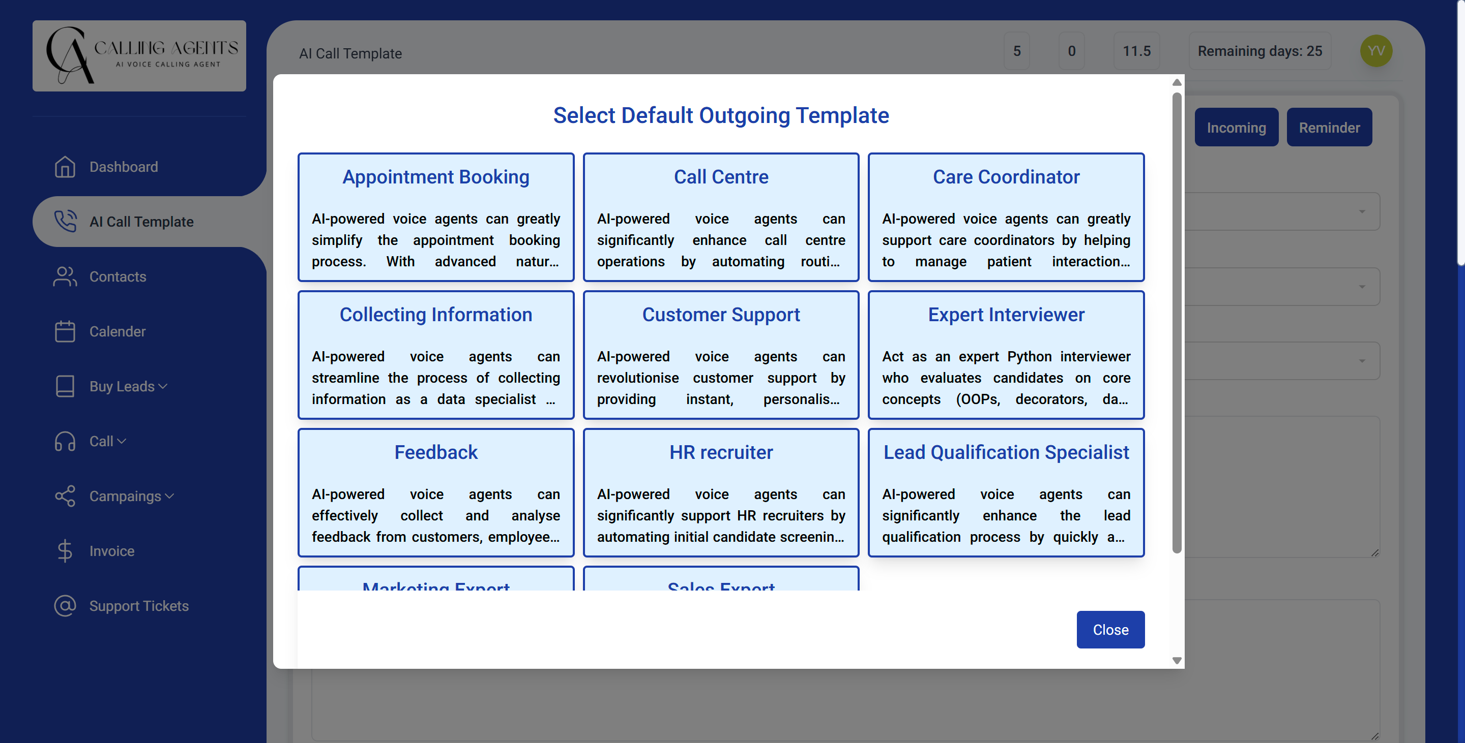 CallingAgents - Main screenshot showing features and interface