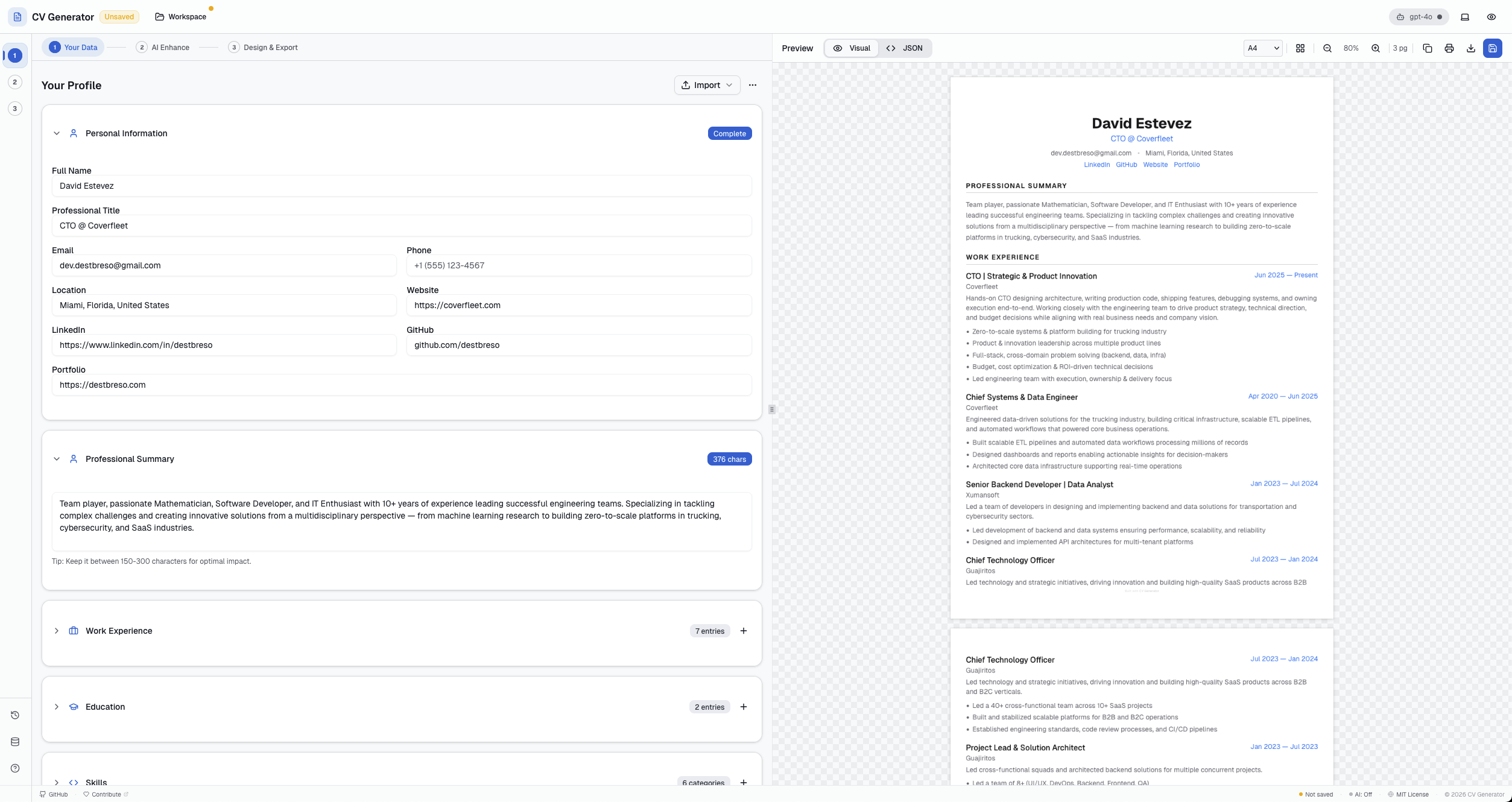 CV Builder - Screenshot 2 showing product features and functionality