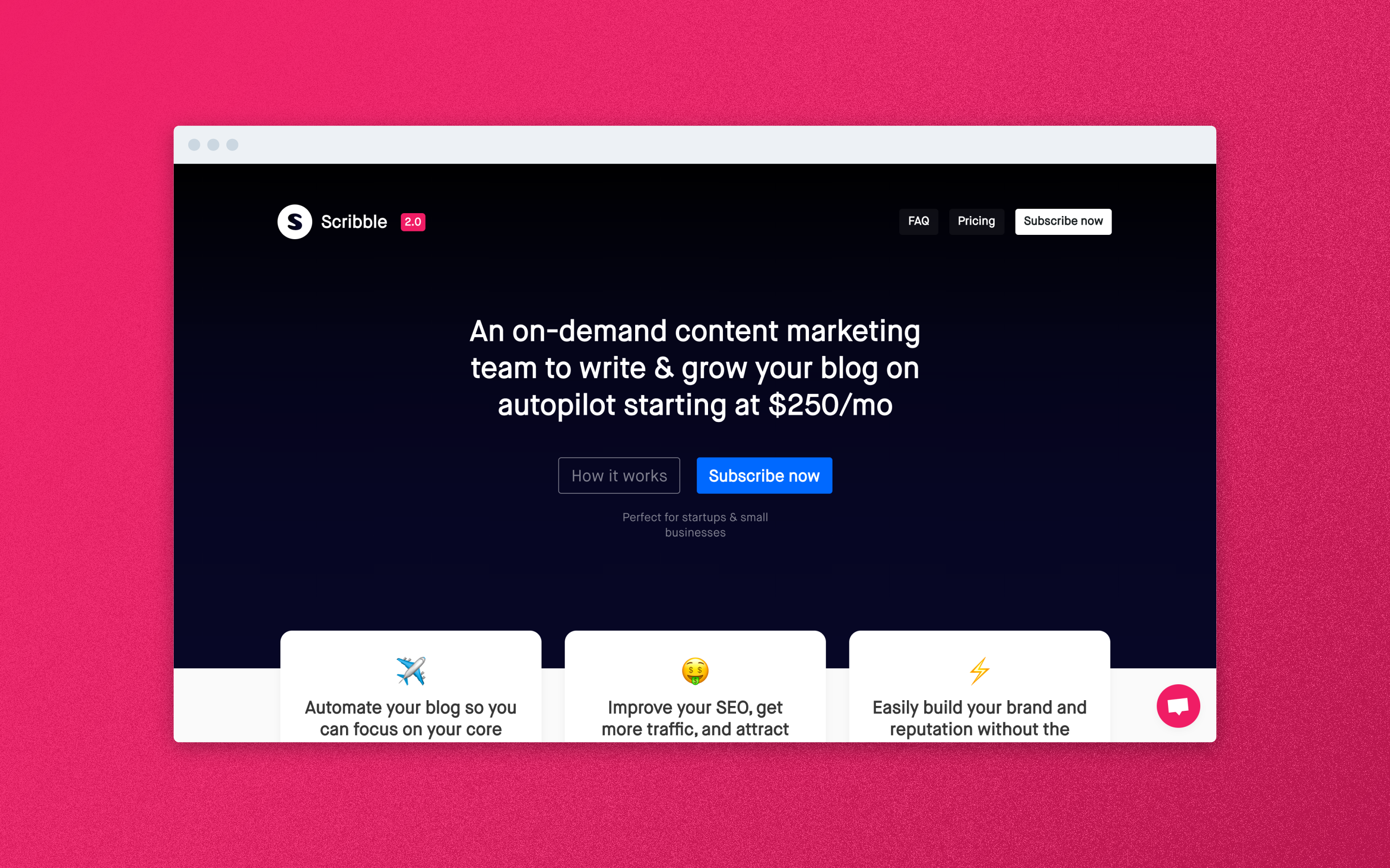 Scribble 2.0 A simple blogwriting subscription for busy founders 📝⚡️