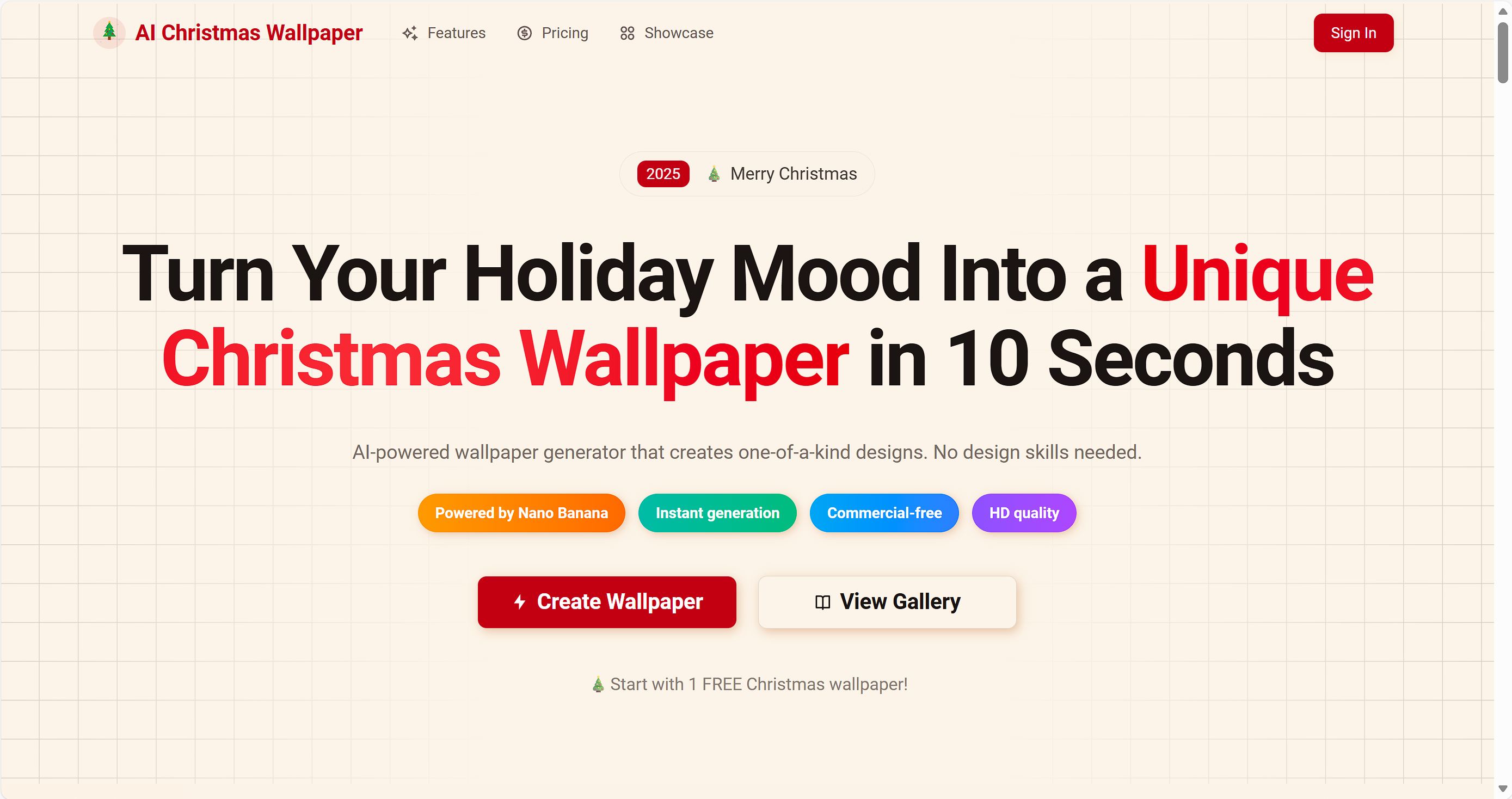 AI Christmas Wallpaper Generator - Screenshot 2 showing product features and functionality