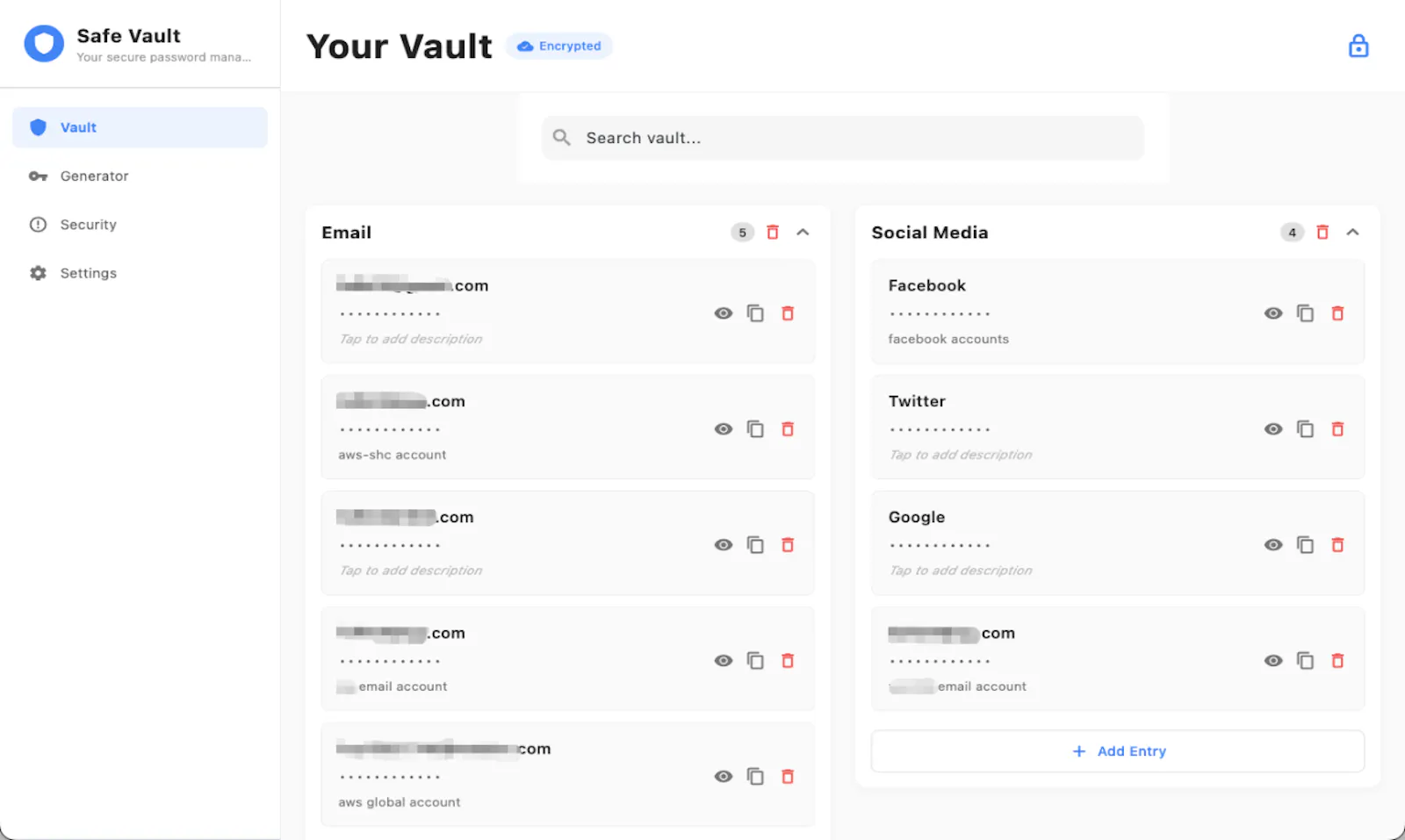Password SafeVault screenshot 1