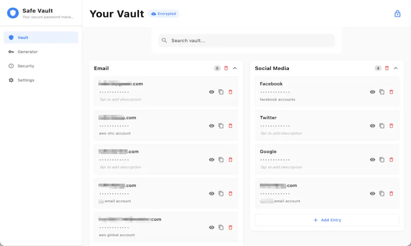 Password SafeVault screenshot 1