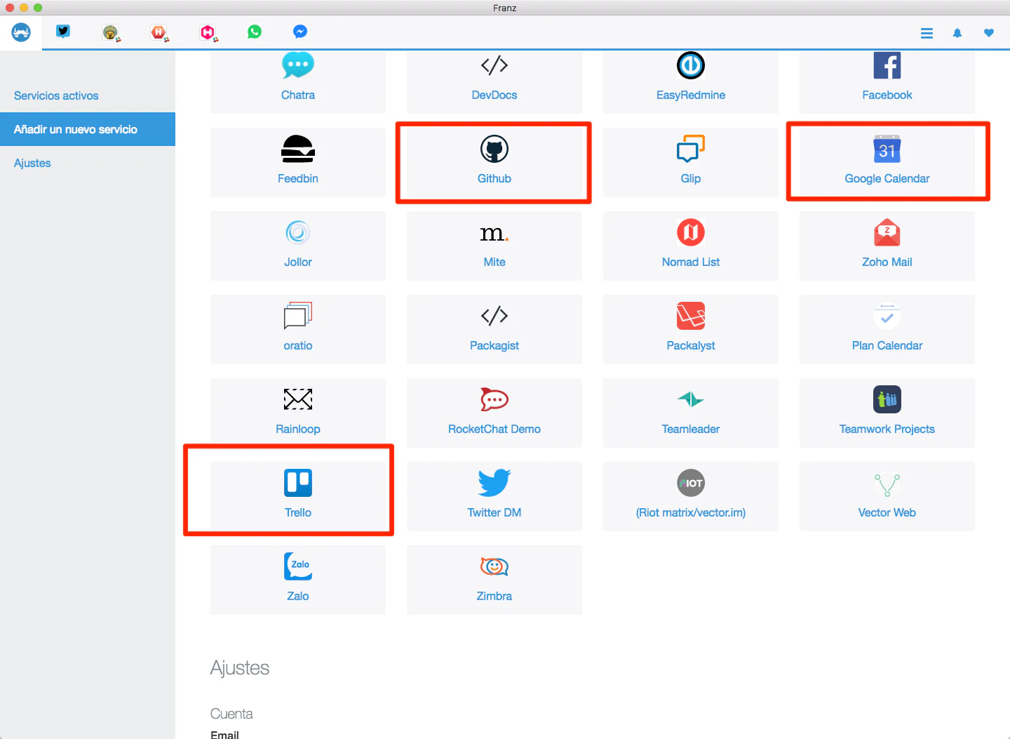 Franz plugin directory!