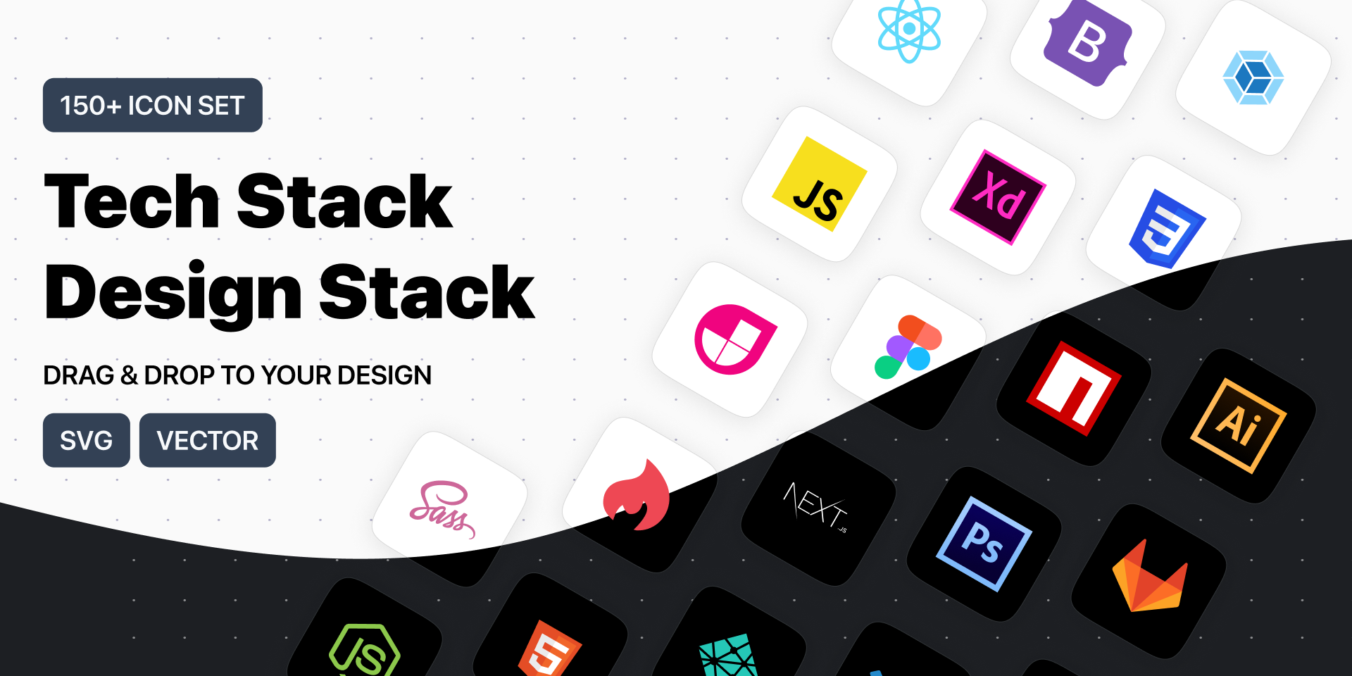 Média IconStack Pro - Plugin Figma - 150 Icônes Tech & Design Stack glisser et déposez vers les fichiers Figma! 2