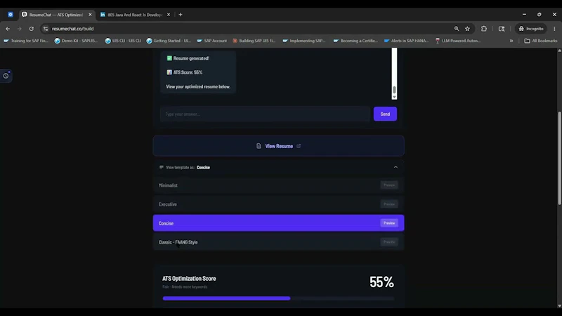 ResumeChat — Resumes Tailored to Jobs screenshot 1 (video preview)