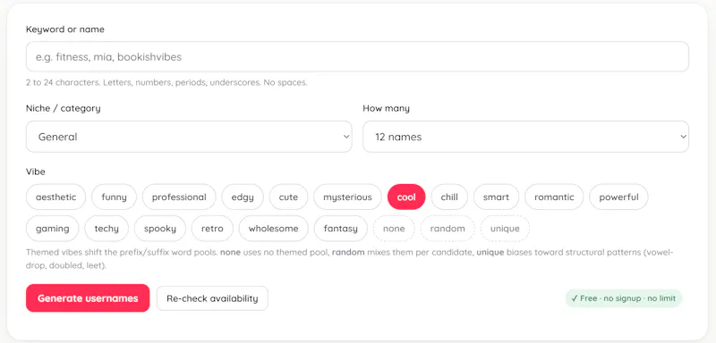 Handle — Free TikTok Username Generator screenshot 1