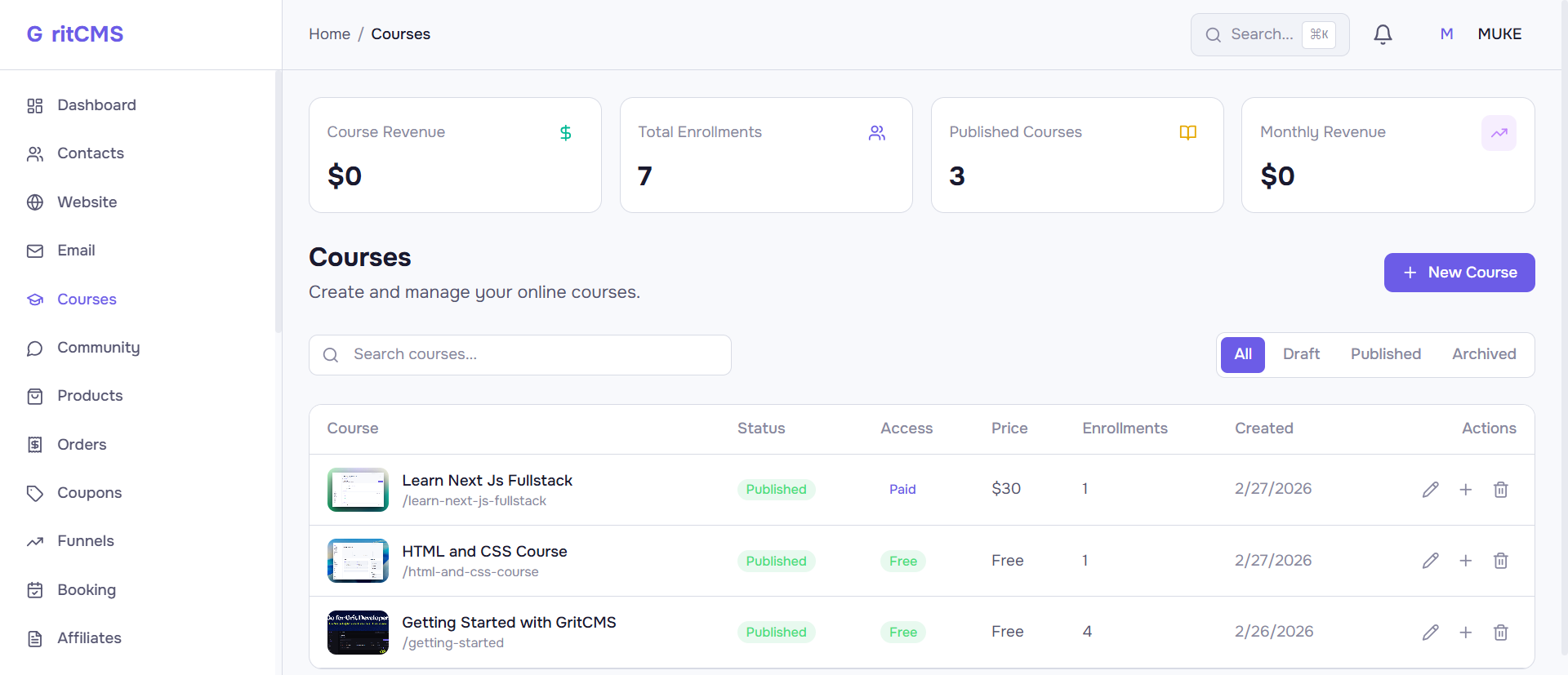GritCMS - Screenshot 2 showing product features and functionality