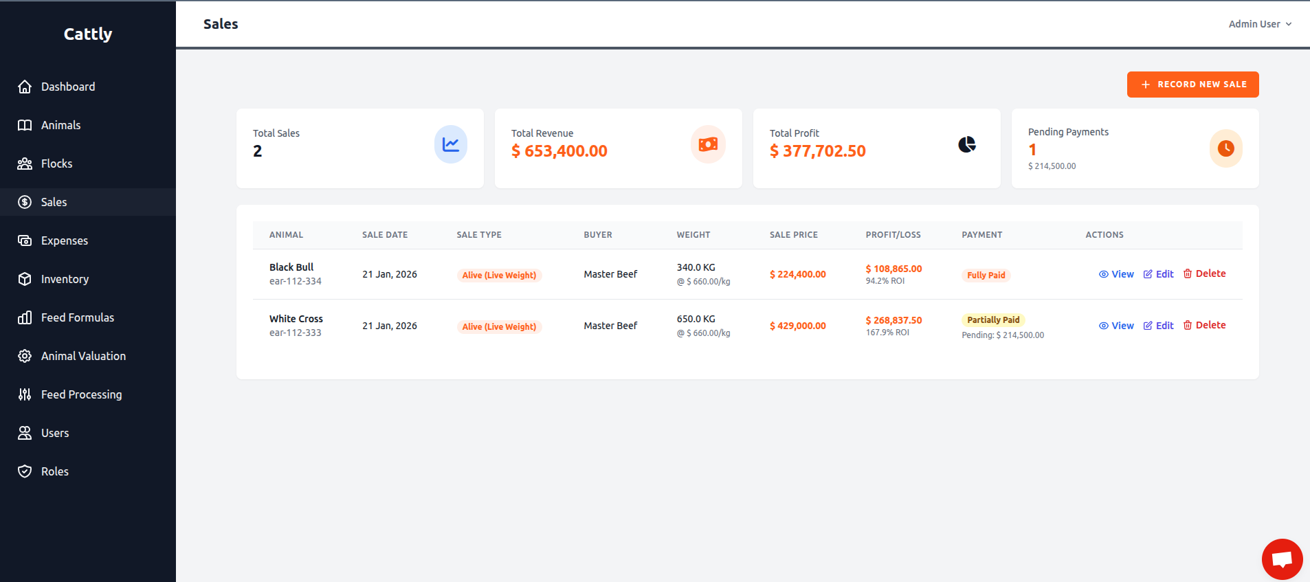 Cattly - Feedlot Management Software - Screenshot 4 showing product features and functionality