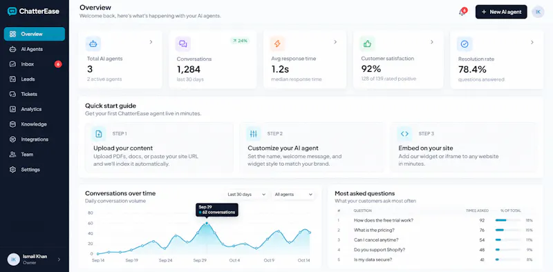 ChatterEase - AI Customer Support Agent  screenshot 1