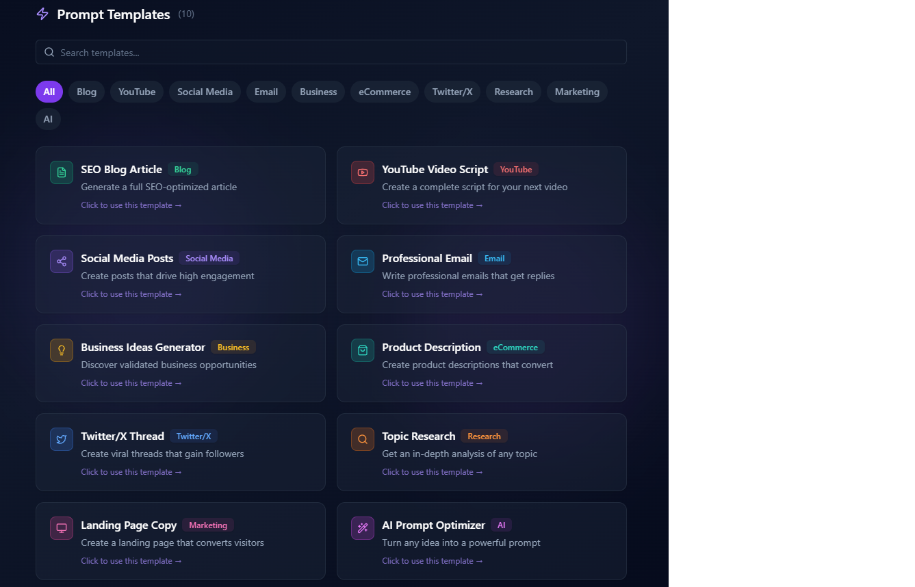 PromptForge - Screenshot 2 showing product features and functionality